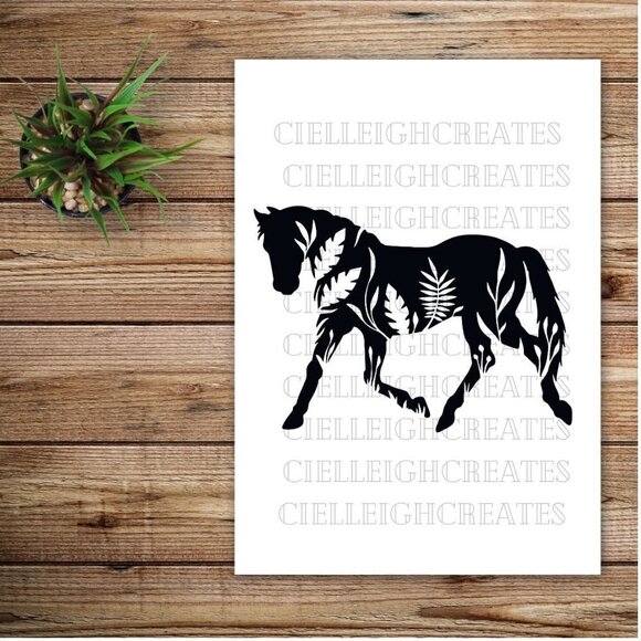 *2 for $20* Floral Horse Vinyl decal sticker Handcrafted - Picture 1 of 5